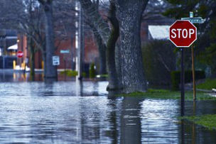 flood water in the streets of chicago