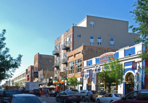 Historic District of Wicker Park Chicago Neighborhood.